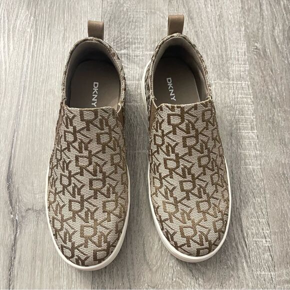 DKNY Girl’s Brown Cam Gore Logo Casual Platform Slip On Sneakers Size 1 - Picture 4 of 13